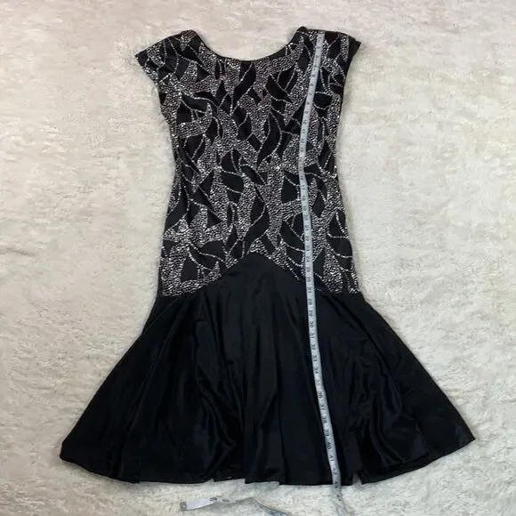 Vintage 80s Diamonds Run drop waist glitter gown, 13/14 - Picture 4 of 8